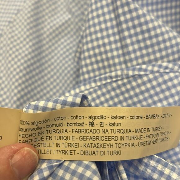 Massimo Dutti Blue white Checkered Men's Long sleeve Shirt Size L EUC - Picture 9 of 10